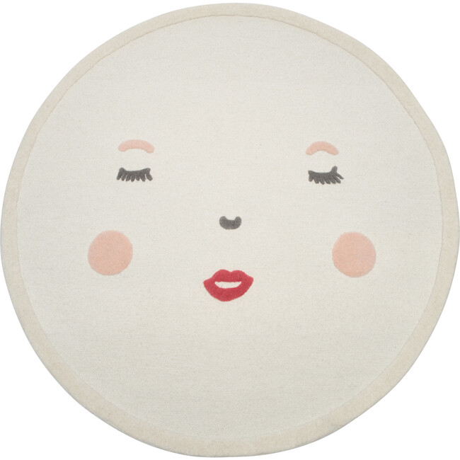 Peek-A-Boo Face Pom Pom Rug, Pink - Rugs - 1