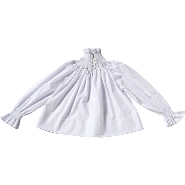 Frida Smock Blouse, White & White - Blouses - 1