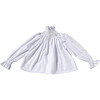 Frida Smock Blouse, White & White - Blouses - 1 - thumbnail