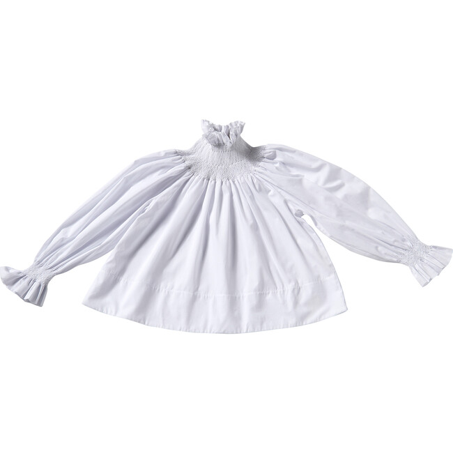 Frida Smock Blouse, White & White - Blouses - 4