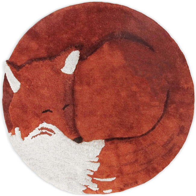 Tilky the Fox Tencel Rug, Rust/Red