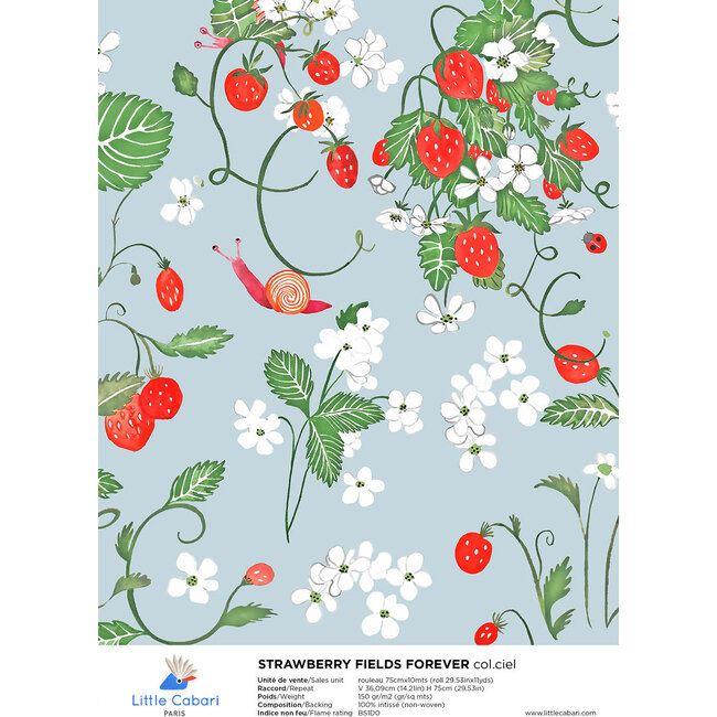 Strawberry Fields Forever Wallpaper, Sky Blue - Wallpaper - 2