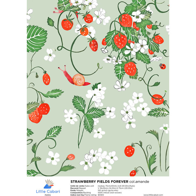 Strawberry Fields Forever Wallpaper, Almond - Wallpaper - 2