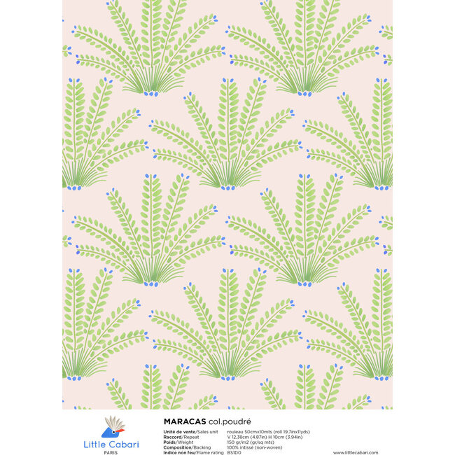 Maracas Wallpaper, Powder Pink - Wallpaper - 3