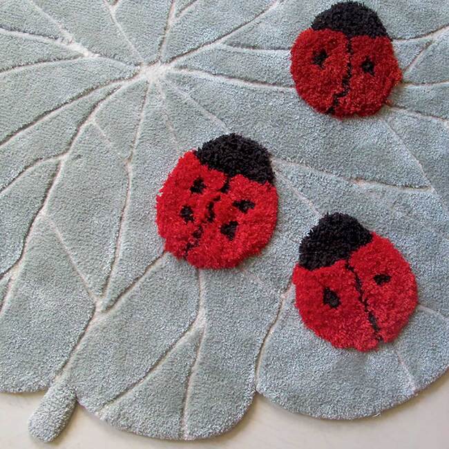 Ladybugs Wool Rug, Grey/Red - Rugs - 3