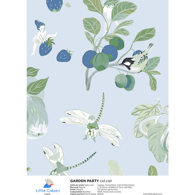 Garden Party Wallpaper, Sky Blue - Wallpaper - 3