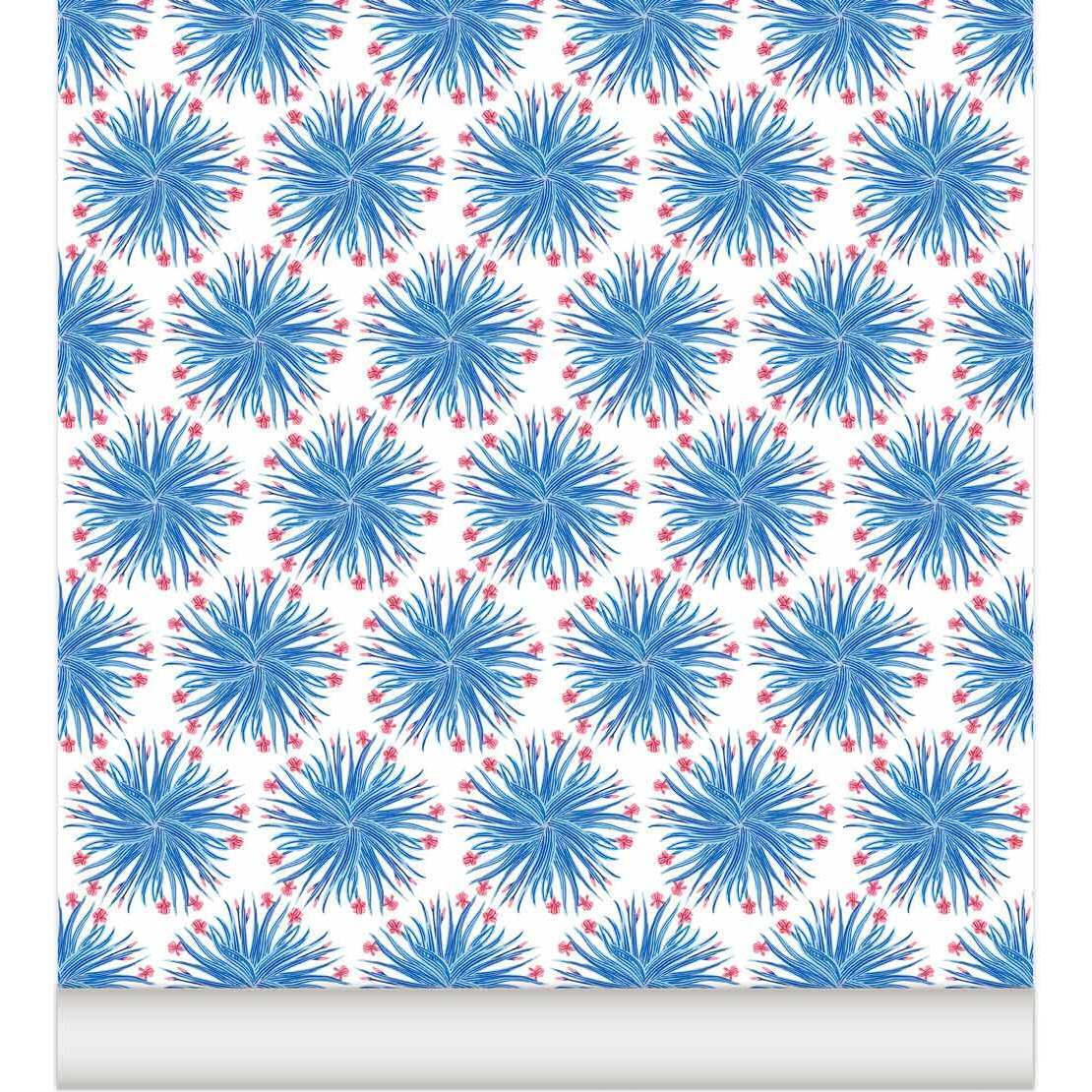 Chardons Wallpaper, Blue/Ruby - Wallpaper - 1