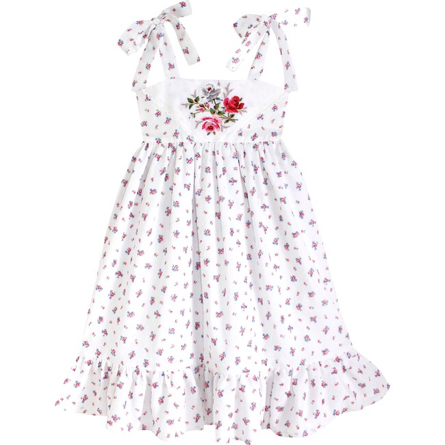 8y Dimity Floral Dress, Red Rose