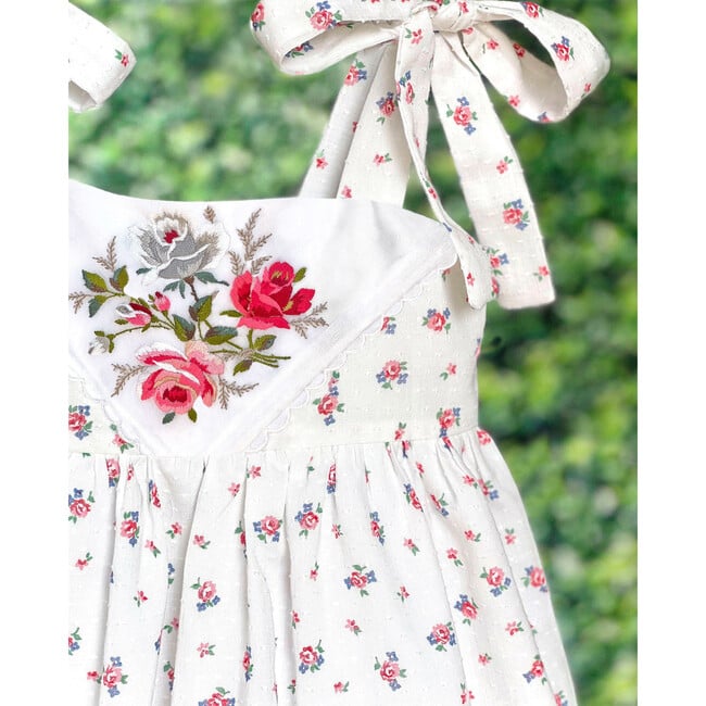 8y Dimity Floral Dress, Red Rose