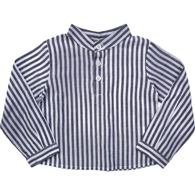 Boys French Collar Shirt, Harbor Island Stripe - Shirts - 1