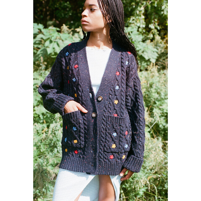 Women's Wild Flower Cardigan, Navy - Cardigans - 3
