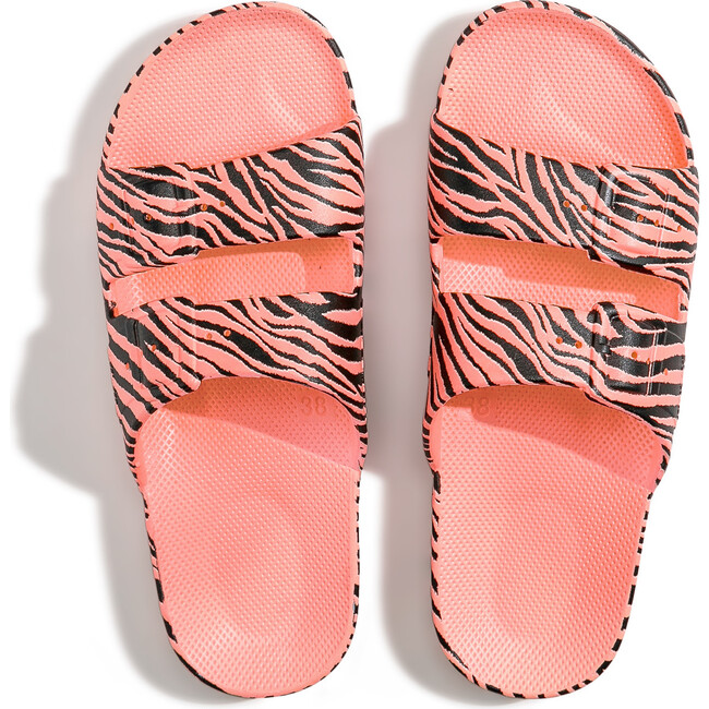 Adult Moses Two Band Slide, Zebra Capri