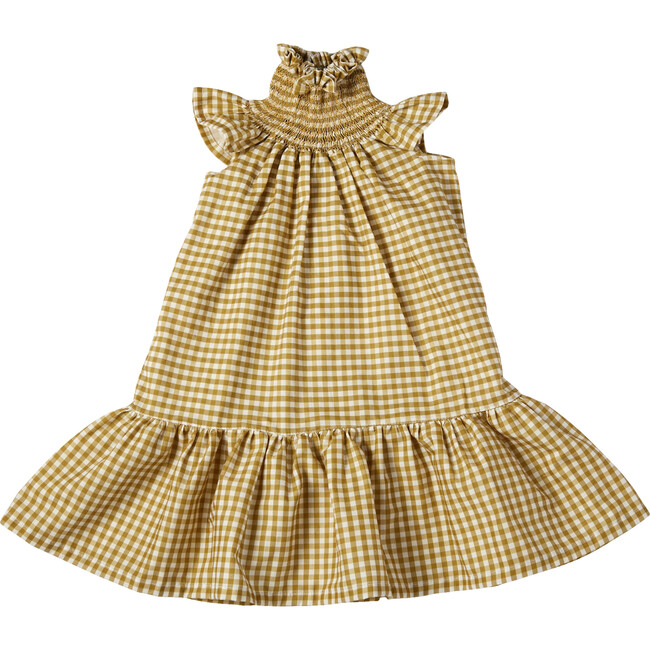 Amalia Smock Dress, Ocher Gingham