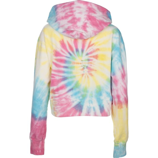 Women's Cropped Hoodie, Neon Tie Dye - Sweatshirts - 3