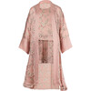Women's Vegan Silk Short Robe, Blush Pink Blossoms - Robes - 3