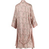 Women's Vegan Silk Short Robe, Blush Pink Blossoms - Robes - 4