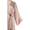 Women's Vegan Silk Short Robe, Blush Pink Blossoms - Robes - 5