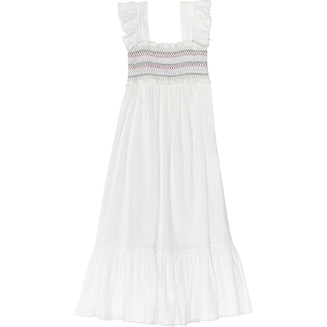 Women's Rosemary Dress, White Floral Eyelet