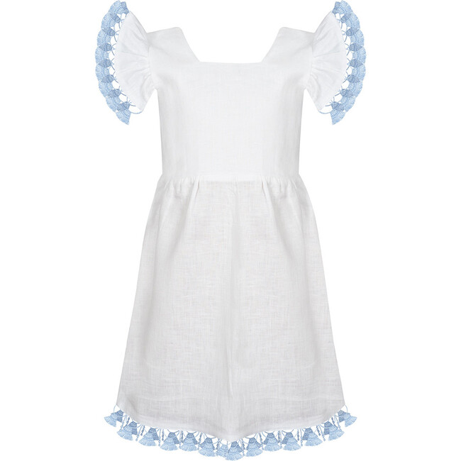 Linen Tassle Dress, White