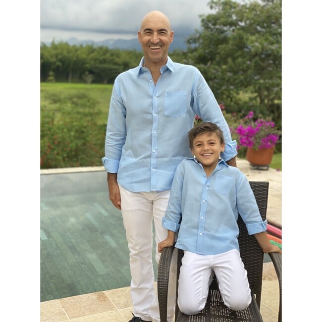 Daddy & Me Men Shirt, Baby Blue - Shirts - 3