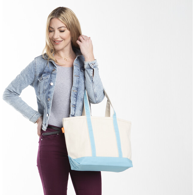 Medium Classic Tote, Baby Blue - Bags - 2