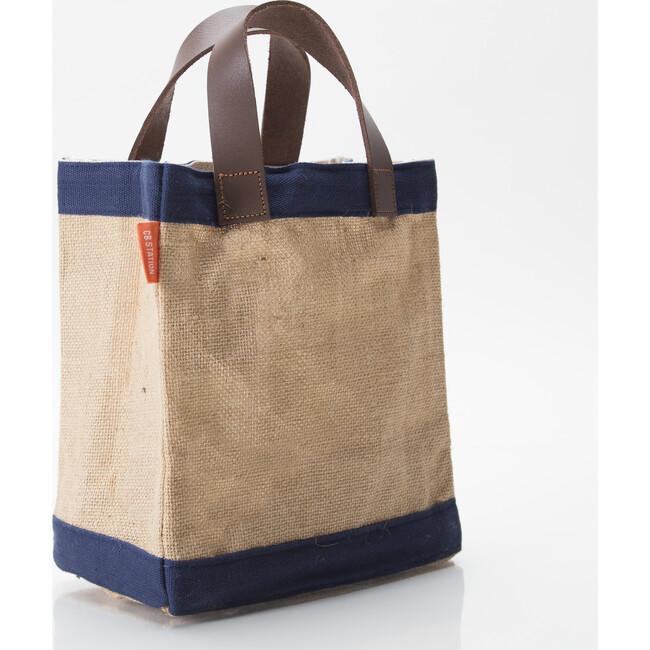 Mini Jute Market Bag, Navy - Bags - 3