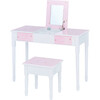 Kate Twinkle Star Vanity Set with Foldable Mirror and Chair, Pink/White - Kids Seating - 1 - thumbnail