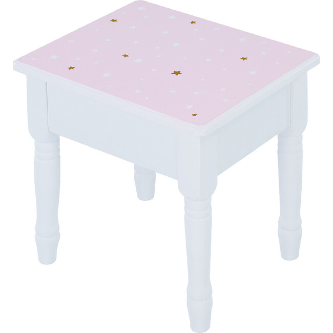 Kate Twinkle Star Vanity Set with Foldable Mirror and Chair, Pink/White - Kids Seating - 5