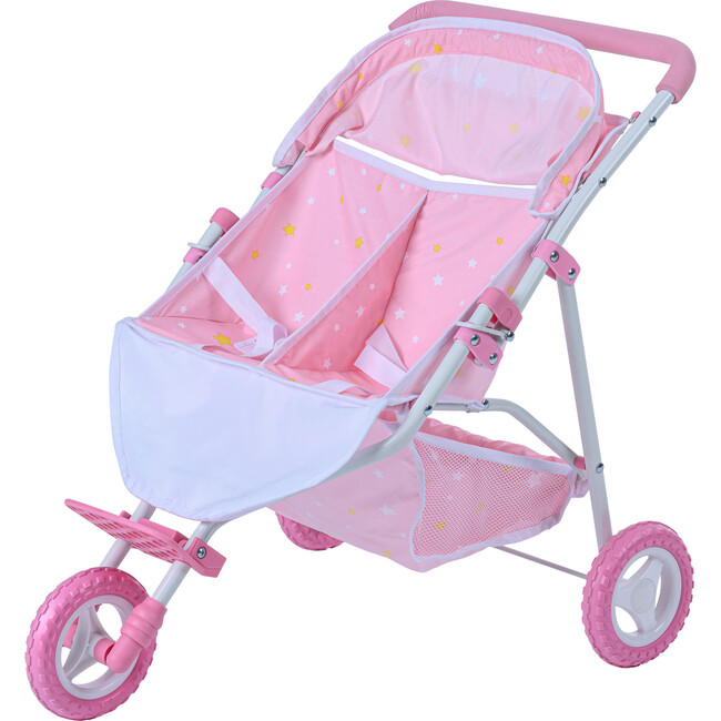 Stars Princess Deluxe Baby Doll Stroller, Pink/White - Doll Accessories - 4