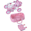 Stars Princess Deluxe Baby Doll Stroller, Pink/White - Doll Accessories - 4