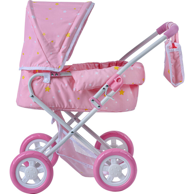 Stars Princess Deluxe Baby Doll Stroller, Pink/White - Doll Accessories - 5