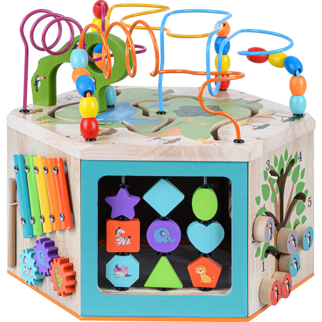 Preschool Play Lab Large Wooden Activity Learning 7-side Cube
