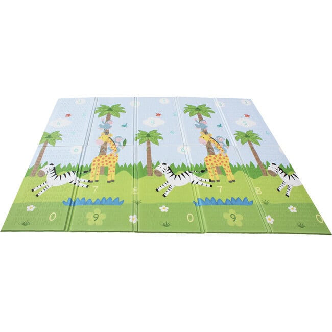 Safari Animal and Garden Insects Baby Crawling Play Mat, Blue/White - Developmental Toys - 1