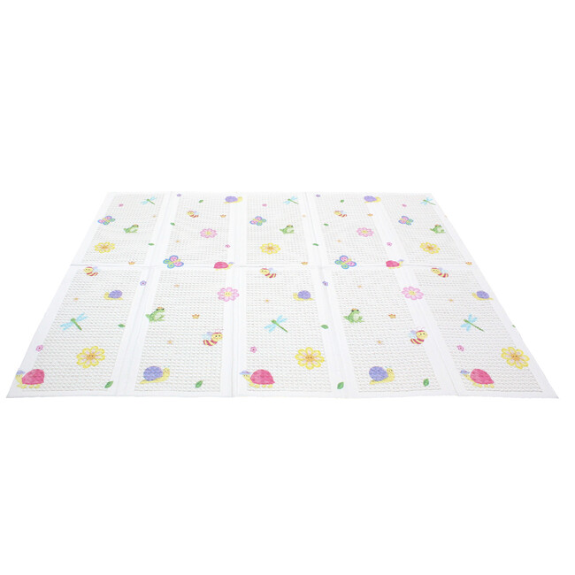 Safari Animal and Garden Insects Baby Crawling Play Mat, Blue/White