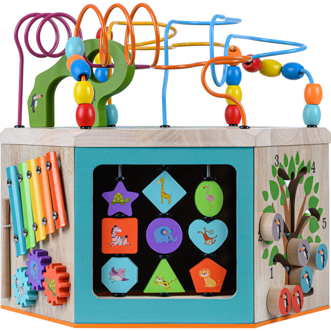 Preschool Play Lab Large Wooden Activity Learning 7-side Cube - Developmental Toys - 4