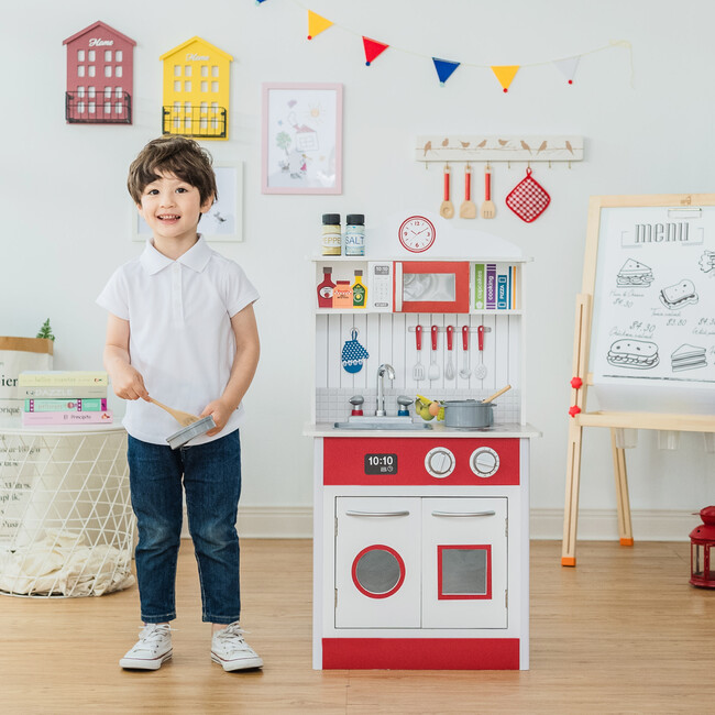 Little Chef Madrid Classic Play Kitchen, Red/White - Play Kitchens - 4