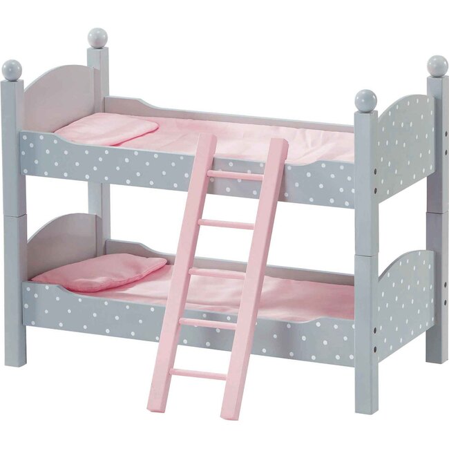 Polka Dots Princess 18" Doll Double Bunk Bed, Grey