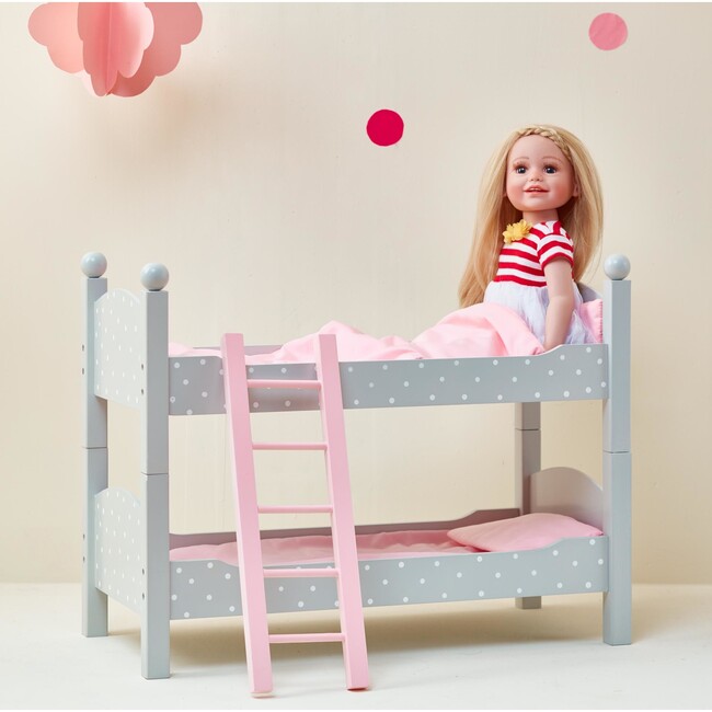 Polka Dots Princess 18" Doll Double Bunk Bed, Grey