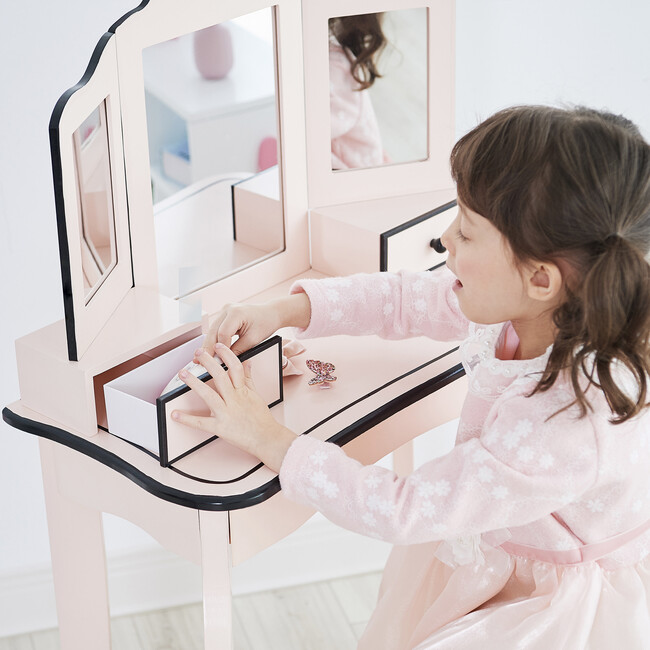Little Lady Adriana Play Vanity Set, Pink/Black