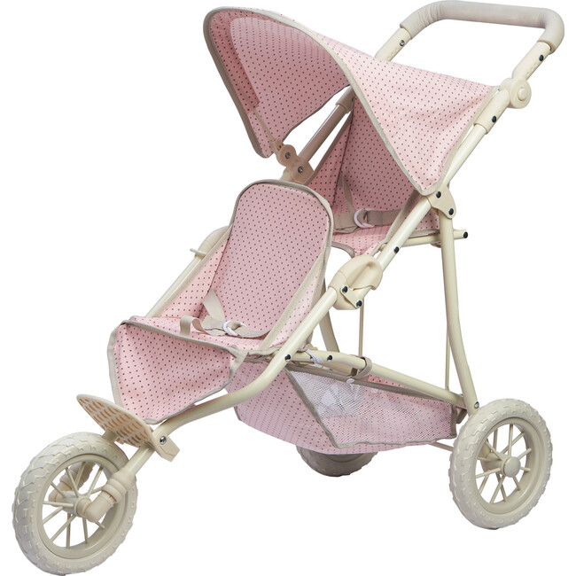 Polka Dots Princess Baby Doll Twin Jogging Stroller, Pink & Grey ...