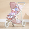 Polka Dots Princess Baby Doll Twin Jogging Stroller, Pink & Grey - Doll Accessories - 2