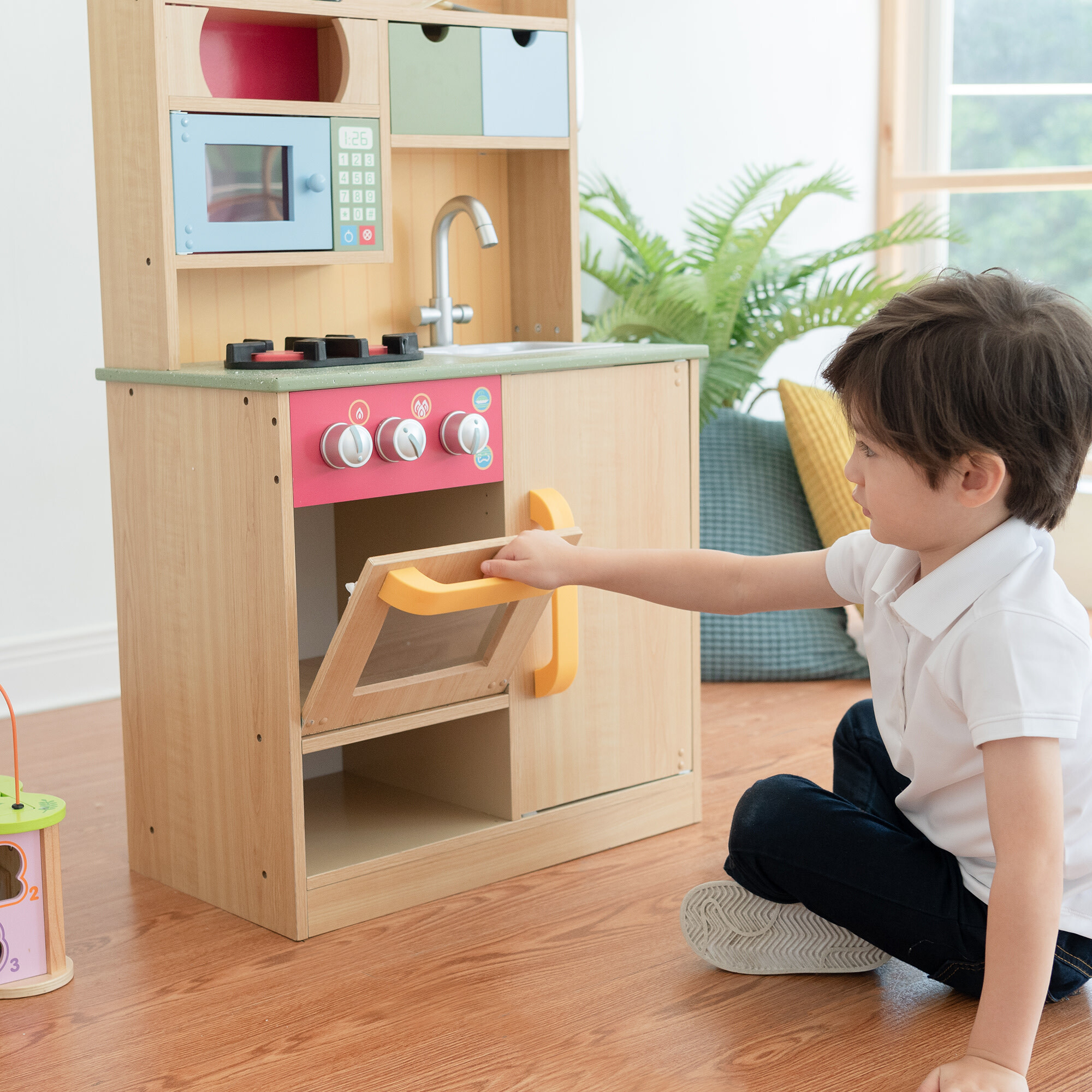 Teamson Kids Little Chef Wooden Toy Play Kitchen With Accessories Burlywood Toys for sale online 