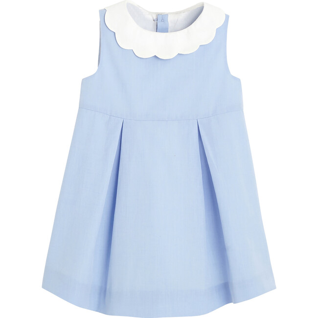 Toddler Scalloped Collar Dress, Blue & White - Jacadi Dresses | Maisonette