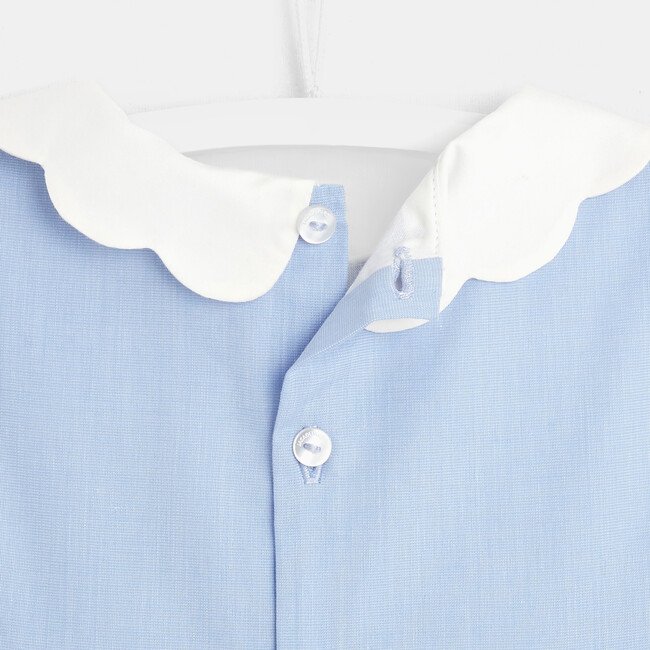 Toddler Scalloped Collar Dress, Blue & White - Dresses - 4