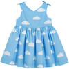 Cloud Motif Toddler Dress, Blue & White - Dresses - 1 - thumbnail