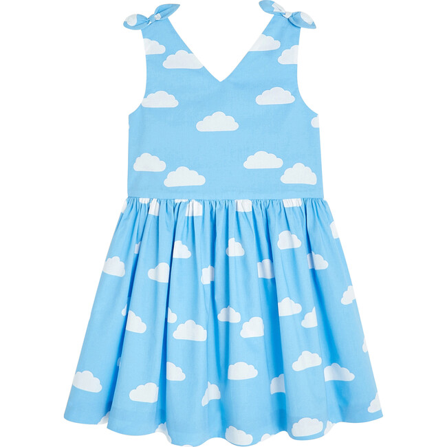 Cloud Pattern Dress, White & Blue - Dresses - 1