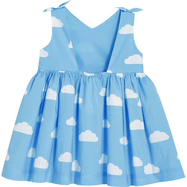 Cloud Motif Toddler Dress, Blue & White - Dresses - 2
