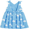Cloud Motif Toddler Dress, Blue & White - Dresses - 2