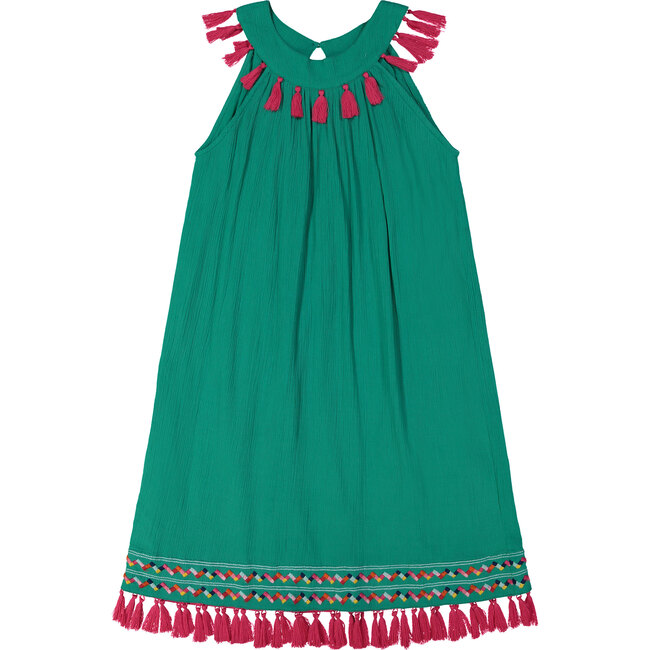 Katrina Women's Ring Collar Shift Dress, Emerald