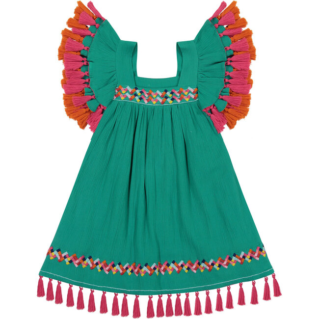 Serena Tassel Dress, Emerald